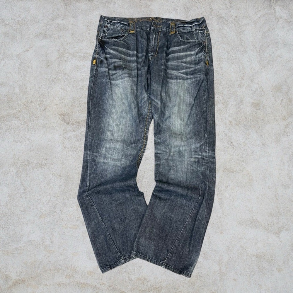 Ethano Jeans Mens 38x33 Dark Blue Y2K Grunge Baggy Wide-Leg Grunge Hip Hop Skate